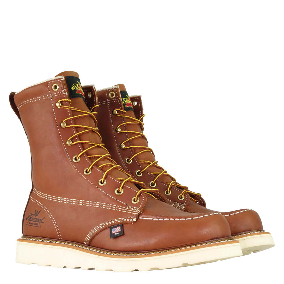 Thorogood American Heritage 8 Inch Tobacco MAXWear Wedge Moc Toe Boots from Columbia Safety