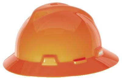 MSA V-Gard Slotted Full-Brim Hi-Viz Orange Hard Hat/Fas-Trac III from Columbia Safety