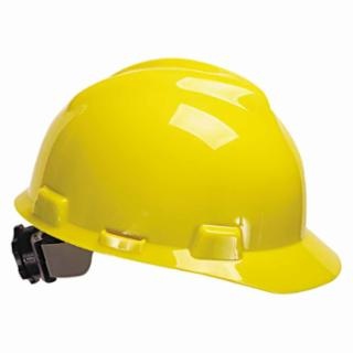 MSA V-Gard Protective Hard Cap w/Fas-Trac Ratchet Suspension-Yellow from Columbia Safety