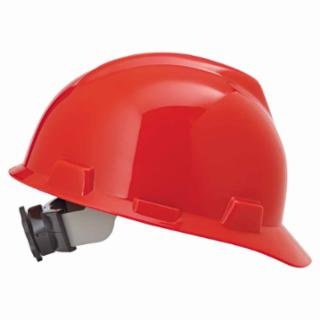 MSA V-Gard Protective Hard Cap w/Fas-Trac Ratchet Suspension-Red from Columbia Safety