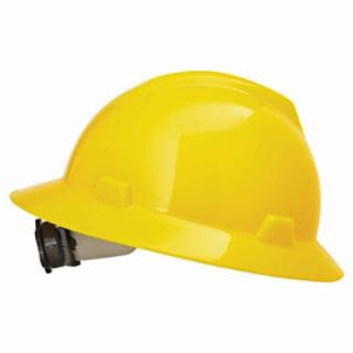 MSA V-Gard Protective Full Brim Hard Hat w/Fas-Trac Ratchet Suspension-Yellow from Columbia Safety