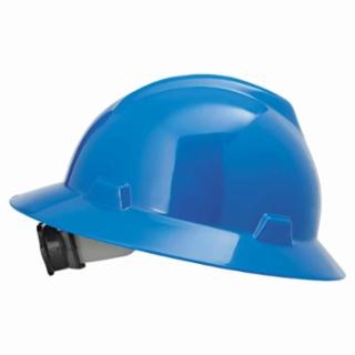 MSA V-Gard Protective Full Brim Hard Hat w/Fas-Trac Ratchet Suspension-Blue from Columbia Safety