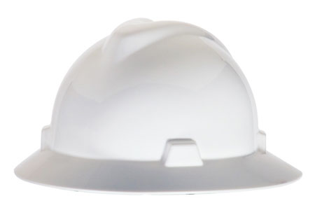 MSA V-Gard Protective Full Brim Hard Hat w/Fas-Trac Ratchet Suspension-White from Columbia Safety