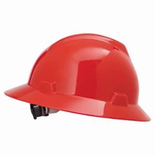 MSA V-Gard Protective Full Brim Hard Hat w/Fas-Trac Ratchet Suspension-Red from Columbia Safety