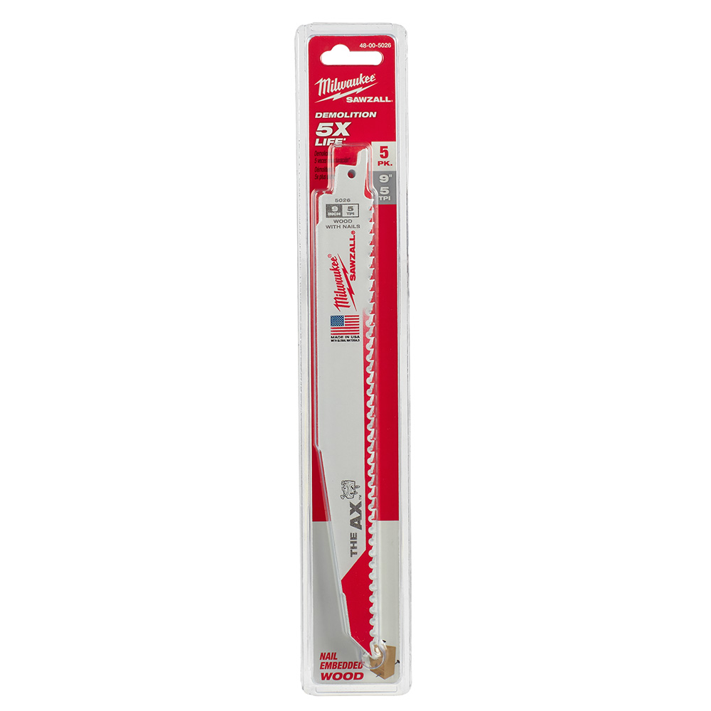 Milwaukee 5 TPI Wood with Nails AX SAWZALL Blade (5 Pack) from Columbia Safety