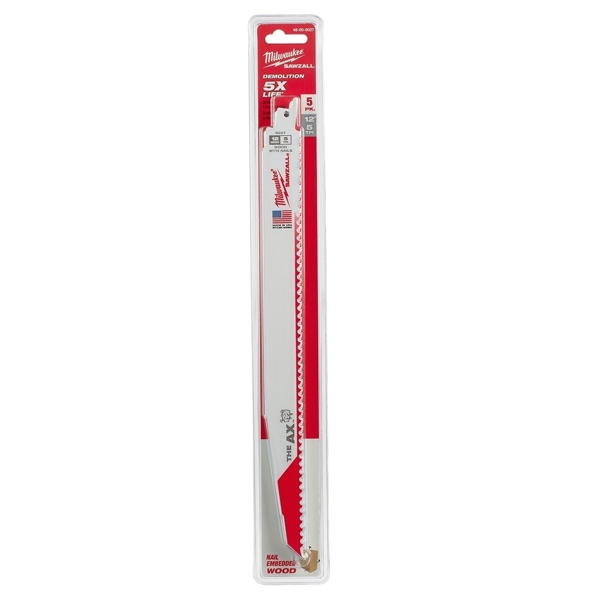 Milwaukee 5 TPI Wood with Nails AX SAWZALL Blade (5 Pack) from Columbia Safety