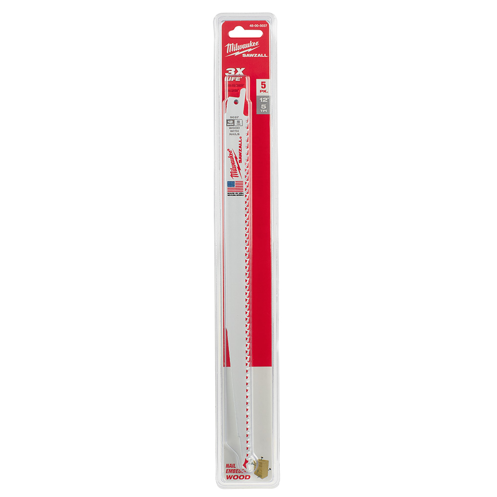 Milwaukee 5 TPI Wood with Nails SAWZALL Blade (5 Pack) from Columbia Safety