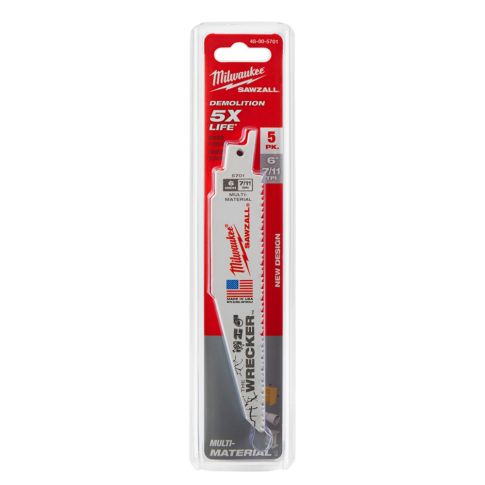 Milwaukee 8 TPI Multi-Material Wrecker SAWZALL Blade (5 Pack) from Columbia Safety
