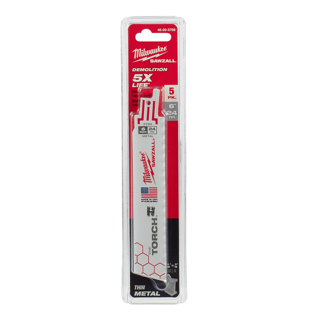 Milwaukee 24 TPI Metal Demolition Torch SAWZALL Blade (5 Pack) from Columbia Safety