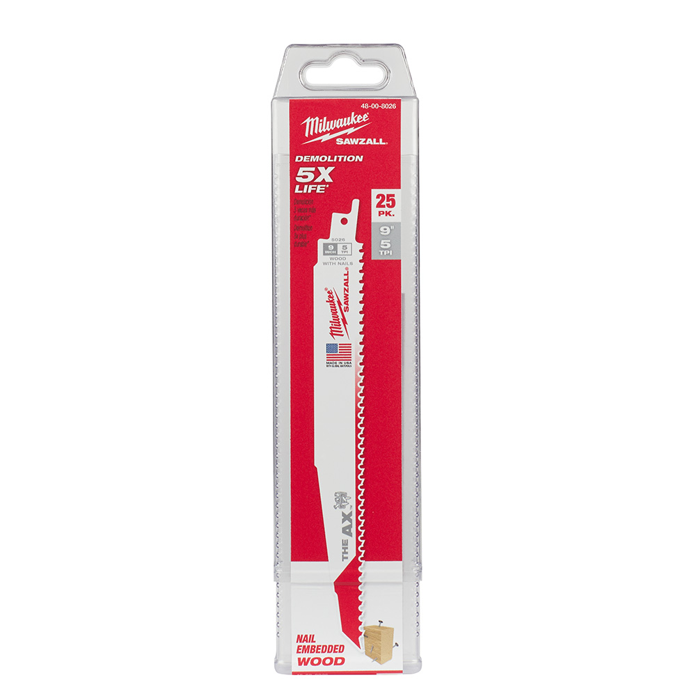 Milwaukee 5 TPI Wood with Nails AX SAWZALL Blade (25 Pack) from Columbia Safety