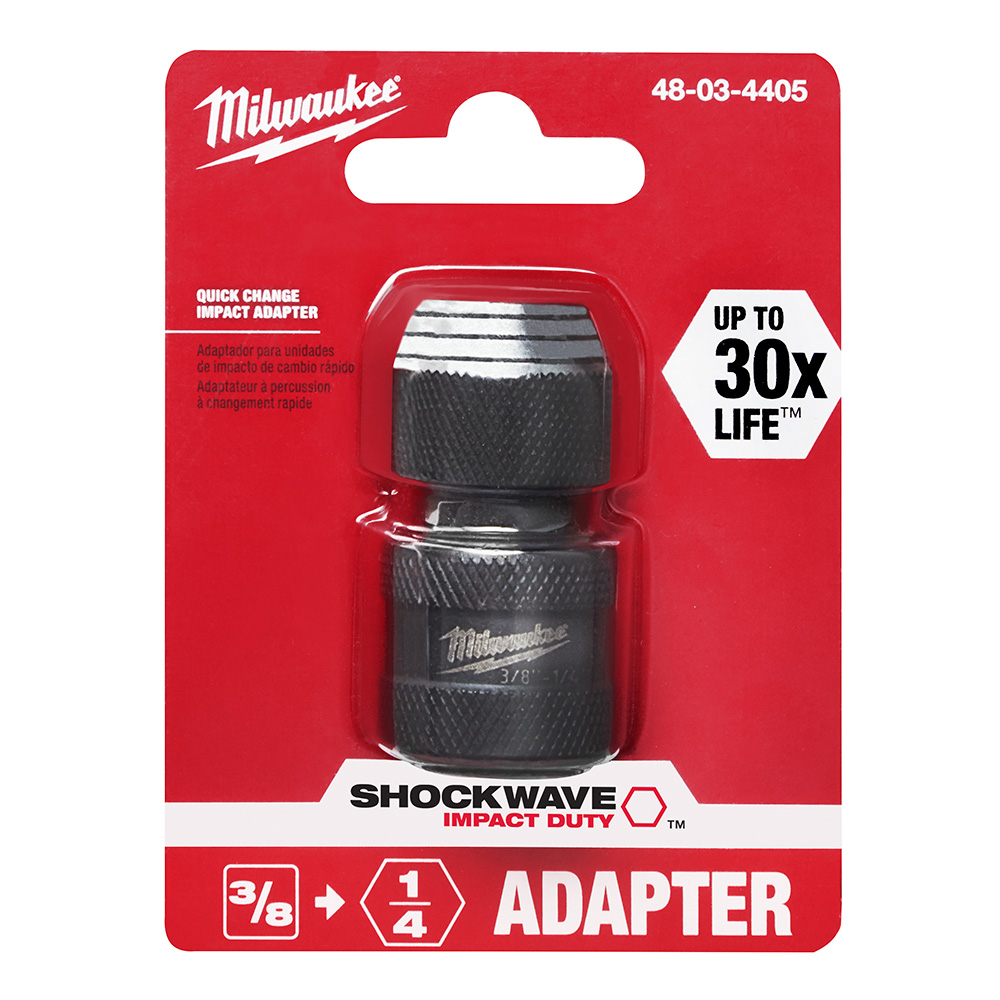 Milwaukee SHOCKWAVE 3/8 Inch Square to 1/4 Inch Hex Adapter from Columbia Safety