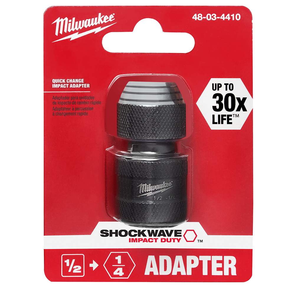 Milwaukee SHOCKWAVE 1/2 Inch Square to 1/4 Inch Hex Adapter from Columbia Safety