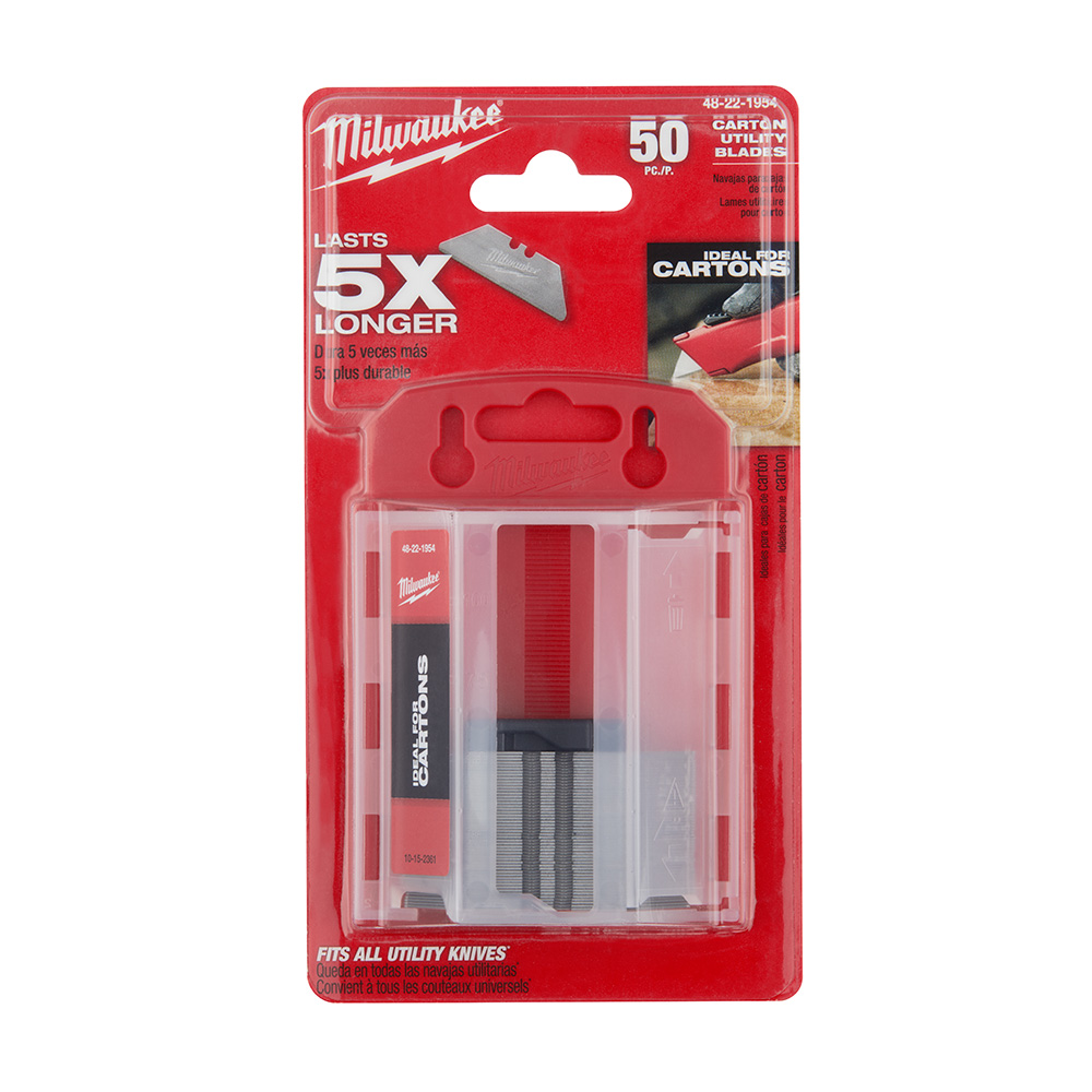 Milwaukee Carton Utility Knife Blades with Dispenser (50 Pack)
