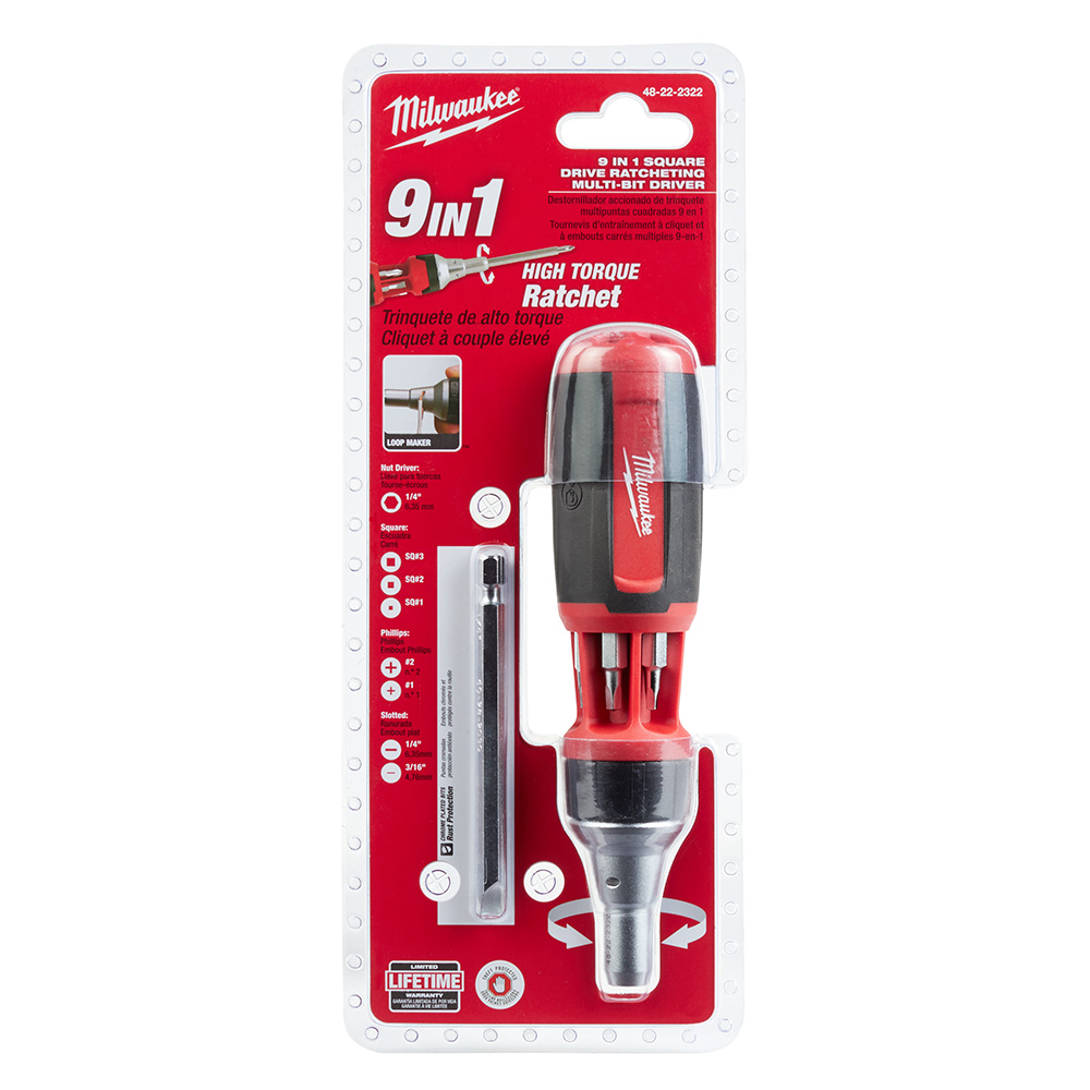 Milwaukee 9-in-1 Square Drive Ratcheting Multi-Bit Driver from Columbia Safety