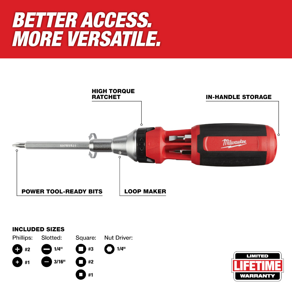 Milwaukee 9-in-1 Square Drive Ratcheting Multi-Bit Driver from Columbia Safety