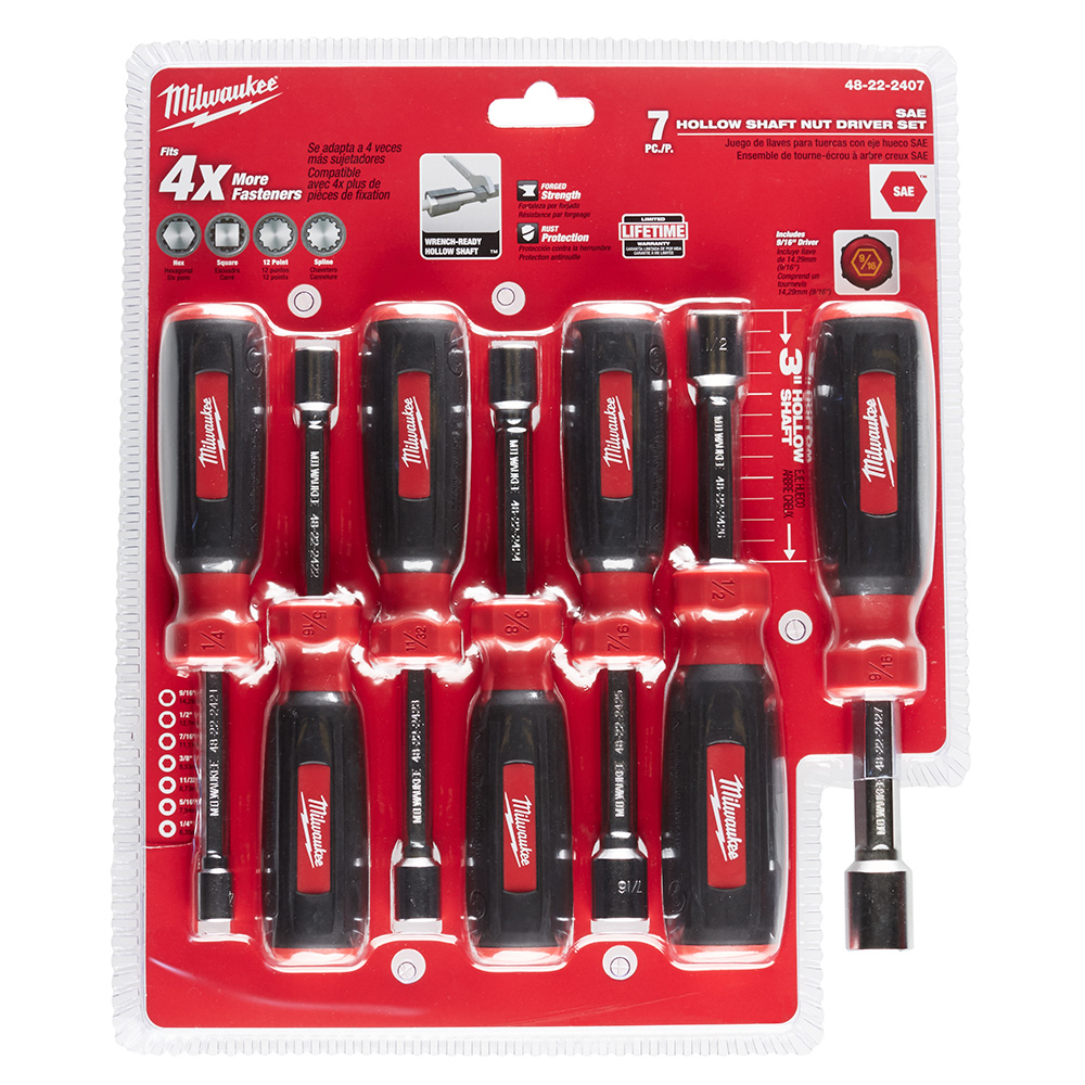 Milwaukee Hollow Shaft SAE Nut Driver Set - 7 Piece from Columbia Safety