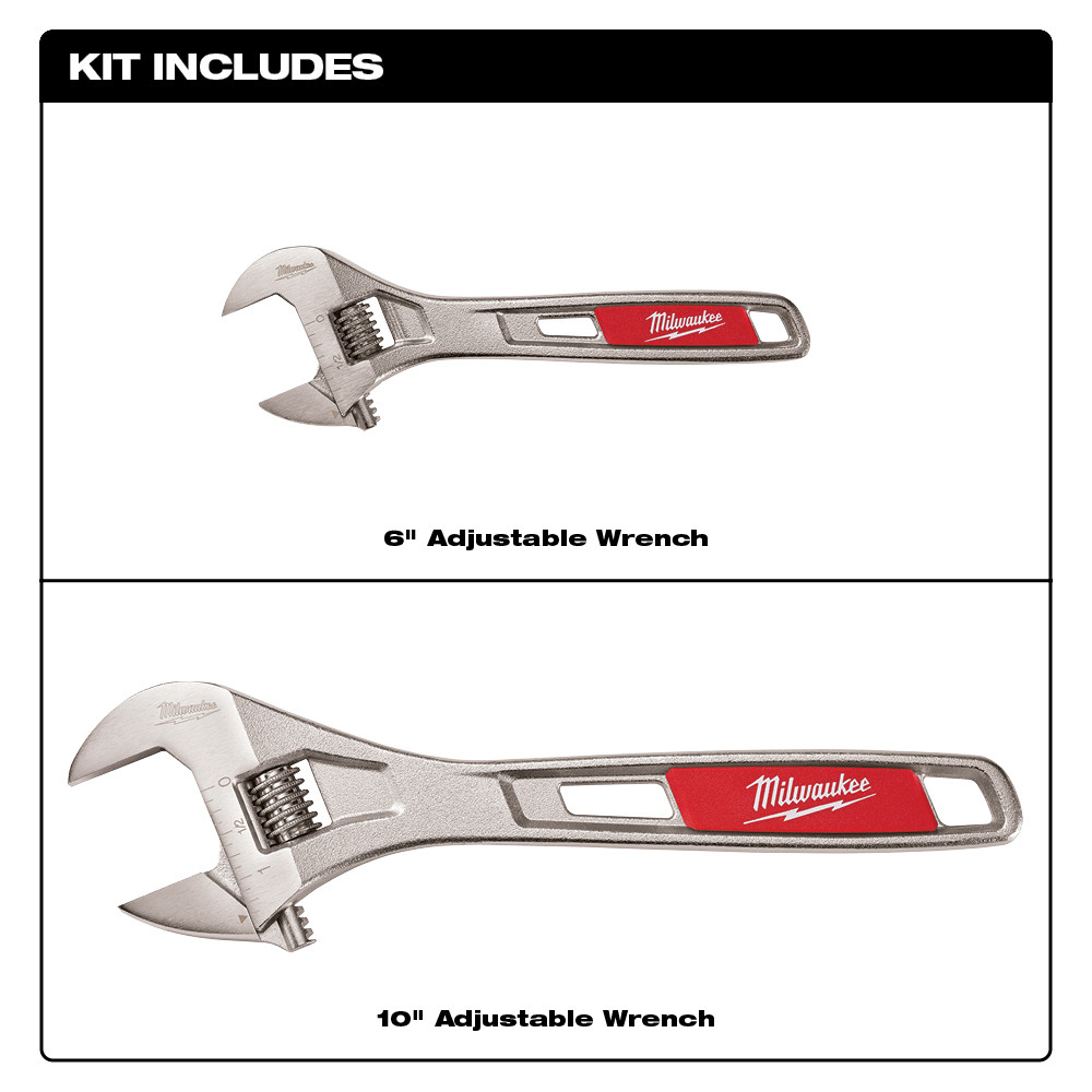 Milwaukee 6 Inch and 10 Inch Adjustable Wrench 2 Piece Set from Columbia Safety