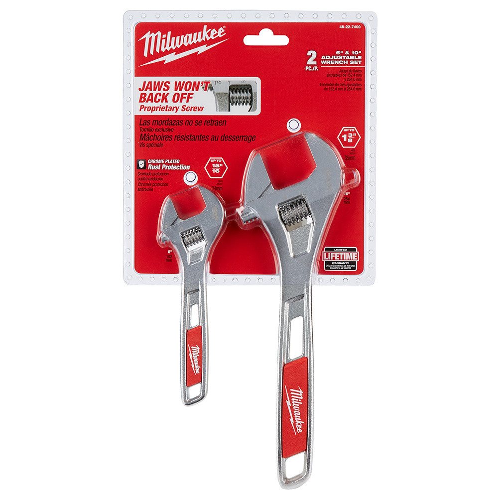 Milwaukee 6 Inch and 10 Inch Adjustable Wrench 2 Piece Set from Columbia Safety
