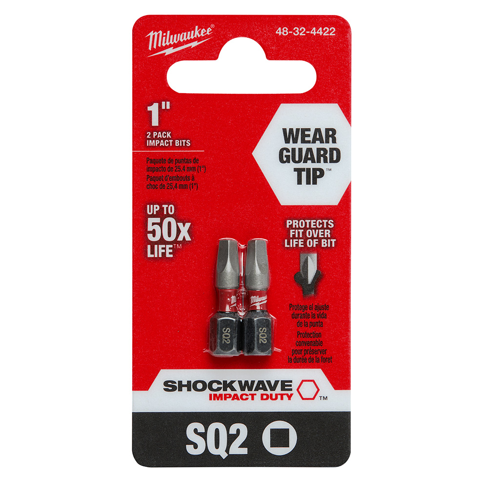 Milwaukee SHOCKWAVE Insert Bit Square Recess #2 (2 Pack) from Columbia Safety