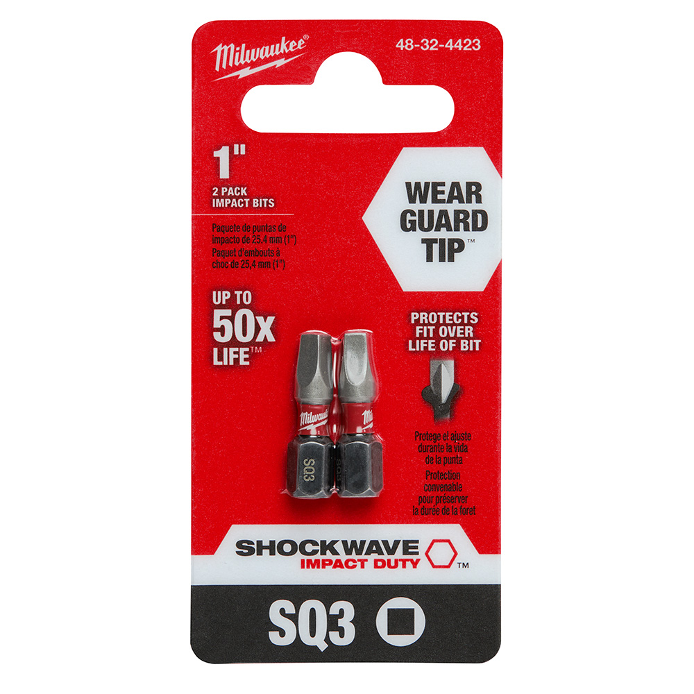 Milwaukee Shockwave Insert Bit Square Recess #3 from Columbia Safety