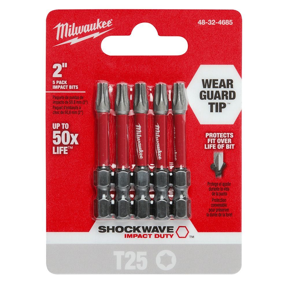 Milwaukee SHOCKWAVE 2 inch Power Bit Torx T25 (5 Pack) from Columbia Safety