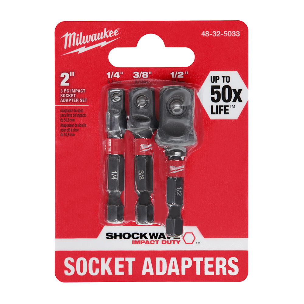 Milwaukee SHOCKWAVE 3 Piece Impact Socket Adapter Set from Columbia Safety