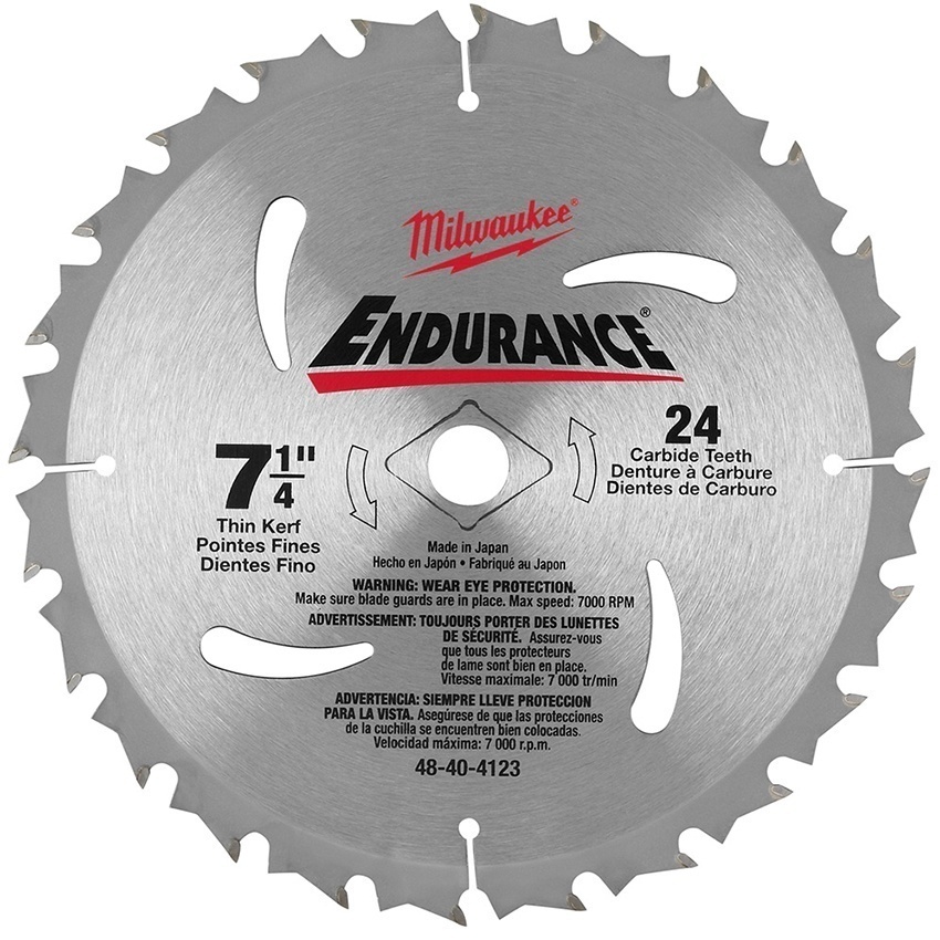 Milwaukee 71/4 Inch 24 Teeth Carbide Tooth Circular Saw Blade