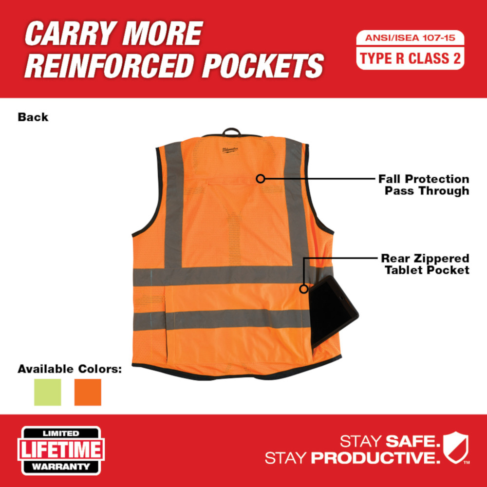 Milwaukee Class 2 High Visibility Orange Performance Safety Vest from Columbia Safety