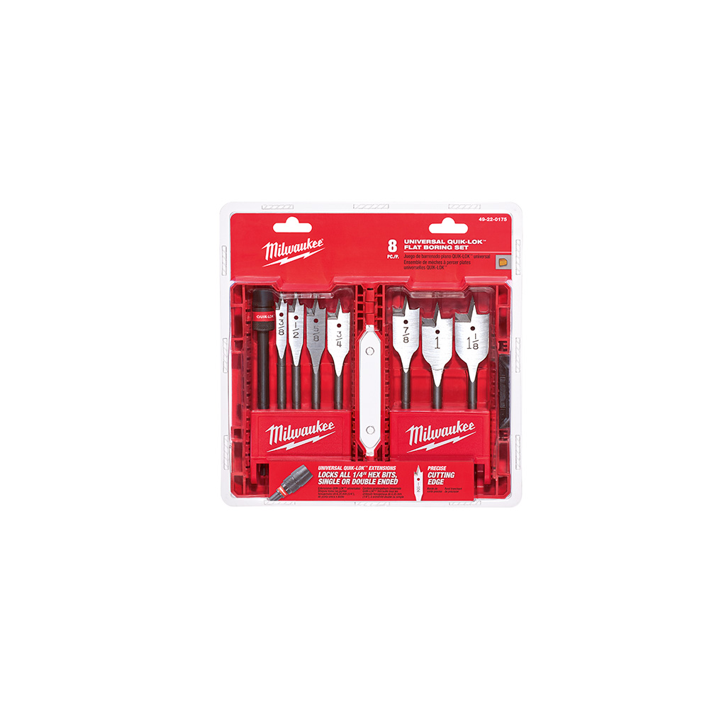 Milwaukee 6 Inch Flat Boring Bit 8 Piece Universal Set from Columbia Safety