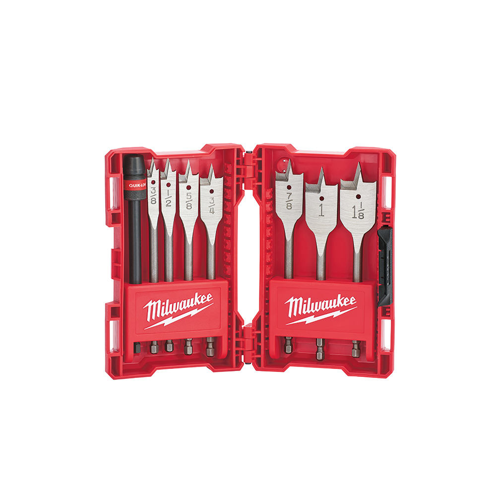 Milwaukee 6 Inch Flat Boring Bit 8 Piece Universal Set from Columbia Safety