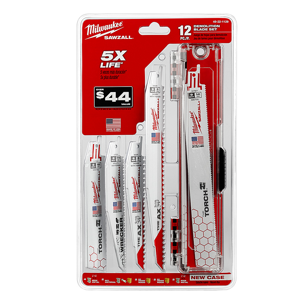 Milwaukee SAWZALL 12 Piece Demolition Blade Set from Columbia Safety