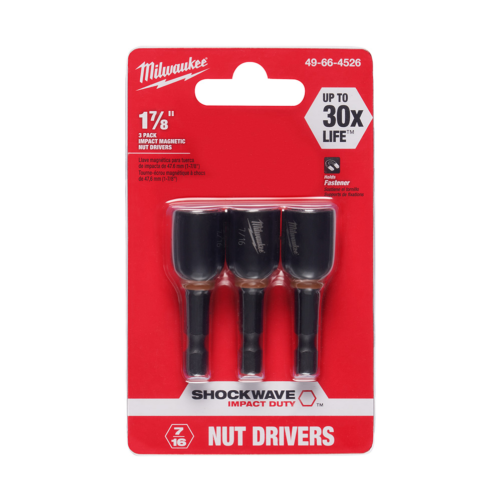Milwaukee SHOCKWAVE 7/16 in. x 1-7/8 in. Magnetic Nut Driver (3 Pack) from Columbia Safety
