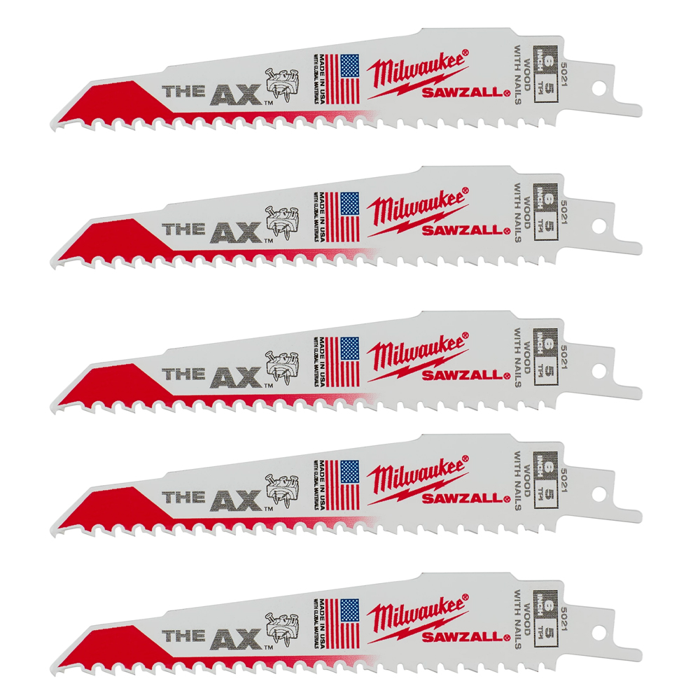 Milwaukee 5 TPI Wood with Nails AX SAWZALL Blade (5 Pack) from Columbia Safety