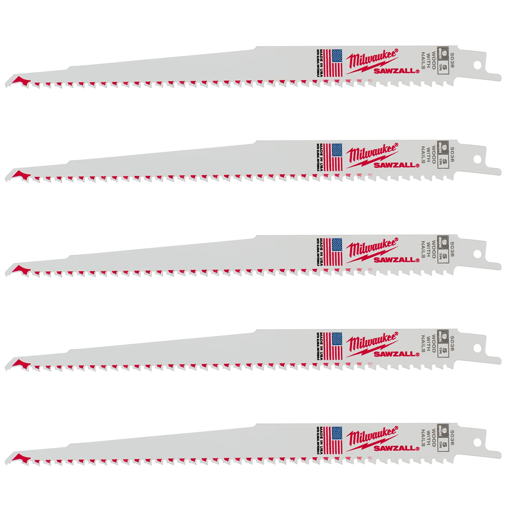Milwaukee 5 TPI Wood with Nails SAWZALL Blade (5 Pack) from Columbia Safety