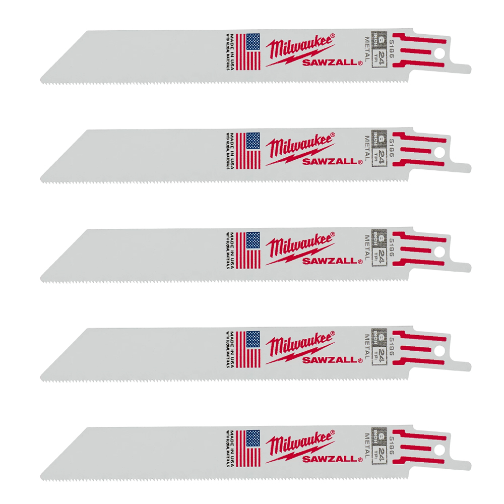 Milwaukee 6 inch 24 TPI Thin Kerf Metal SAWZALL Blades (5 Pack) from Columbia Safety