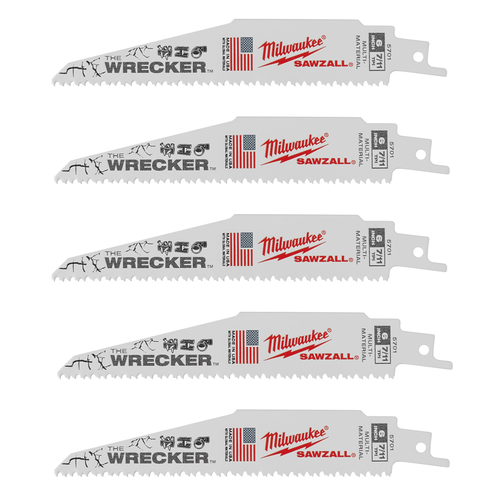 Milwaukee 6 inch 8 TPI Multi-Material Wrecker SAWZALL Blade (5 Pack) from Columbia Safety