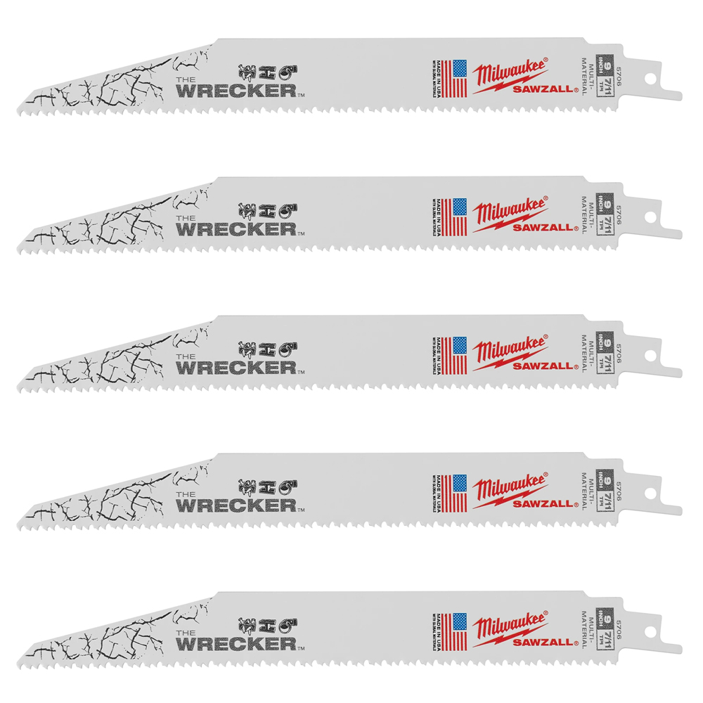 Milwaukee 8 TPI Multi-Material Wrecker SAWZALL Blade (5 Pack) from Columbia Safety