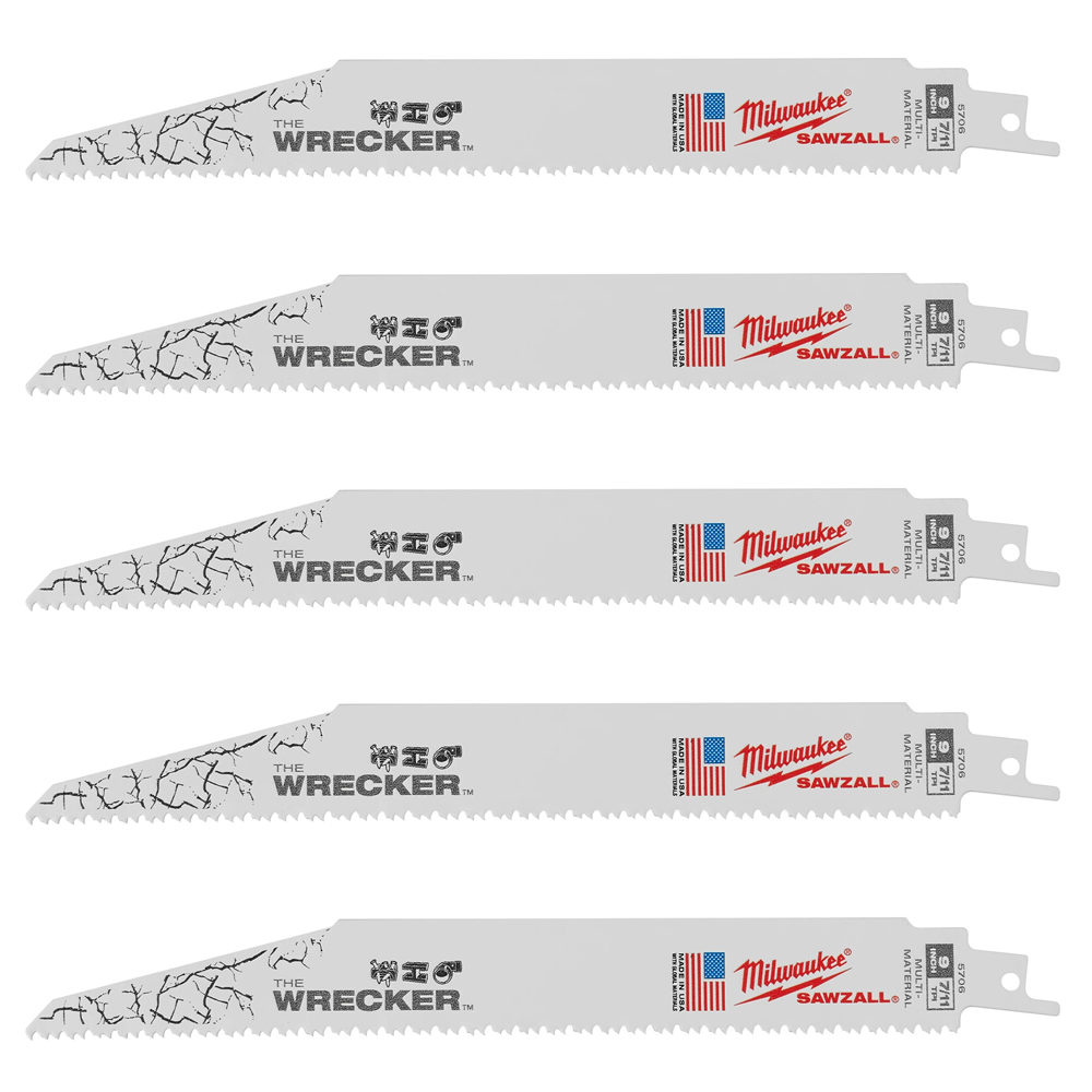 Milwaukee 9 inch 8 TPI Multi-Material Wrecker SAWZALL Blade (5 Pack) from Columbia Safety