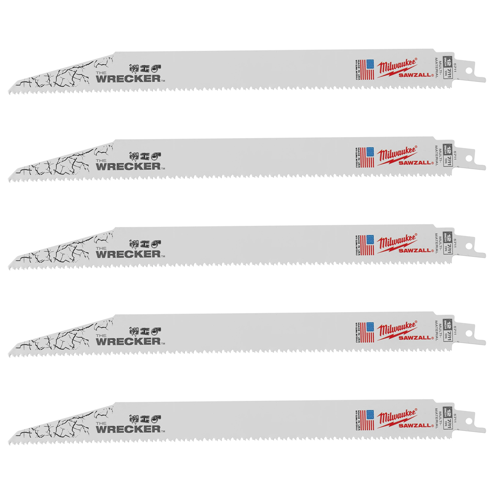 Milwaukee 12 inch 8 TPI Multi-Material Wrecker SAWZALL Blade (5 Pack) from Columbia Safety