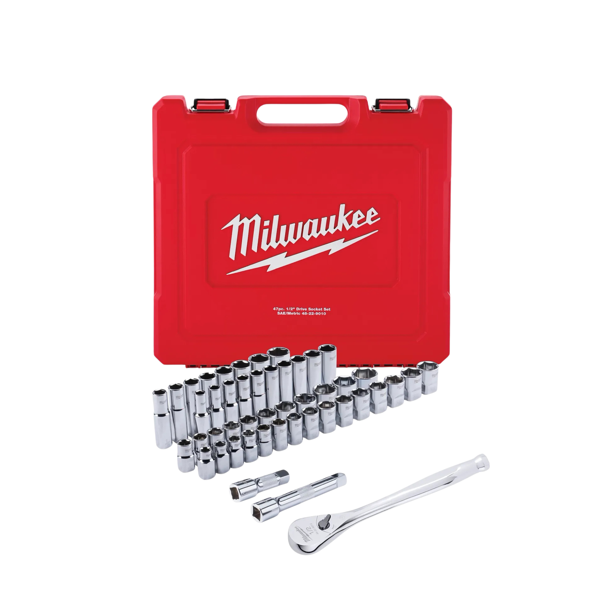Milwaukee 47pc 1/2" Drive Metric & SAE Ratchet and Socket Set with FOUR FLAT Sides from Columbia Safety