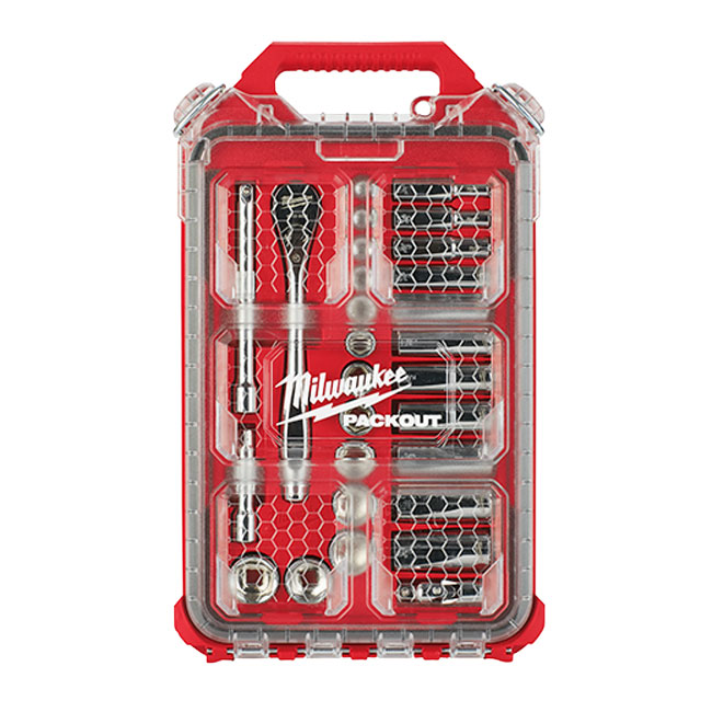 Milwaukee Ratchet and Socket Set with PACKOUT