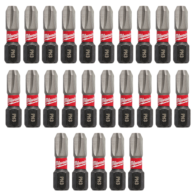 Milwaukee SHOCKWAVE Insert Bit Phillips #3 (25 Pack) from Columbia Safety