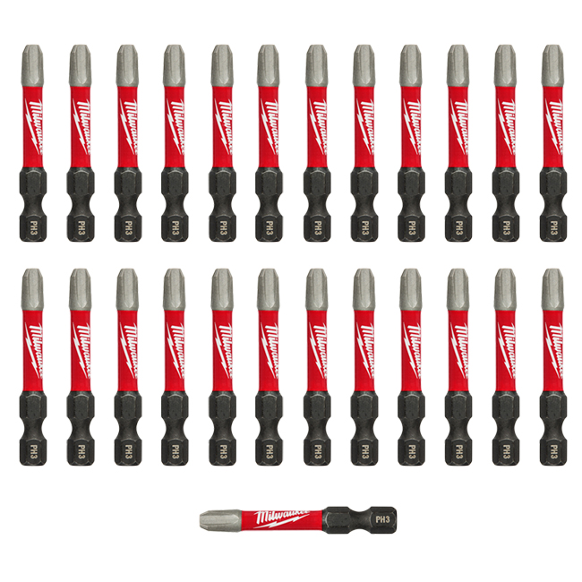 Milwaukee SHOCKWAVE Insert Bit 2 Inch Phillips #3 (25 Pack) from Columbia Safety