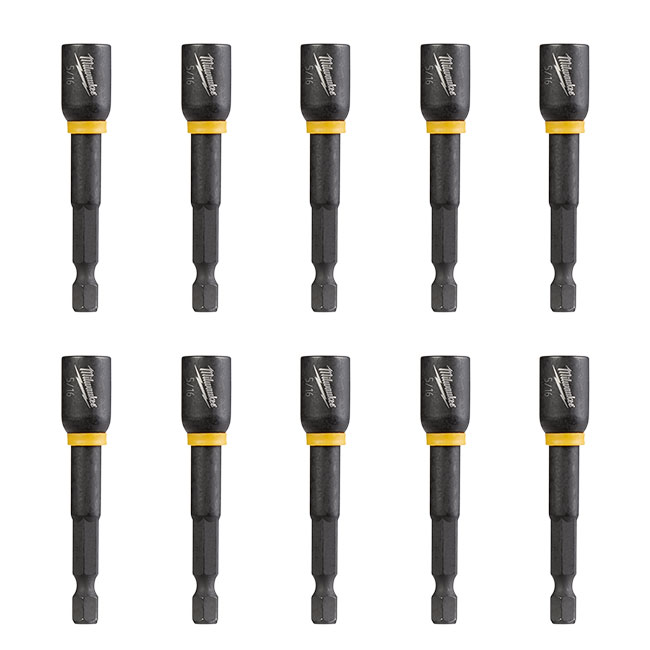 Milwaukee SHOCKWAVE 5/16 Inch x 2-9/16 Inch Magnetic Nut Driver (10 Pack) from Columbia Safety