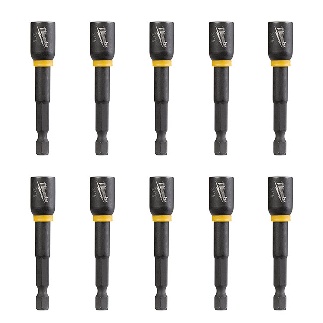 Milwaukee SHOCKWAVE 5/16 in. x 2-9/16 in. Magnetic Nut Driver - 10 Pack from Columbia Safety