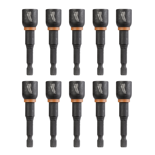 Milwaukee SHOCKWAVE 7/16 inch x 2-9/16 inch Magnetic Nut Driver (10 Pack) from Columbia Safety
