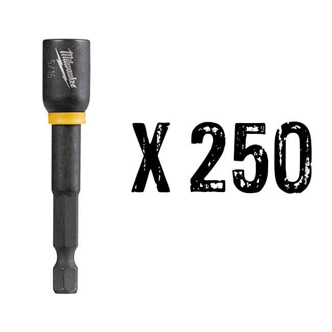 Milwaukee SHOCKWAVE 5/16 Inch x 2-9/16 Inch Magnetic Nut Driver (250 Pack) from Columbia Safety
