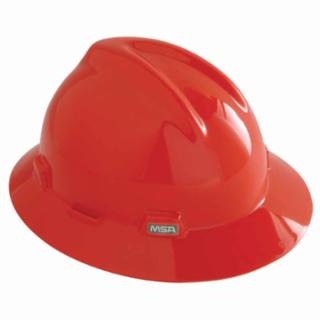 MSA V-Gard Protective Full Brim Hard Hat w/Fas-Trac Ratchet Suspension-Orange from Columbia Safety