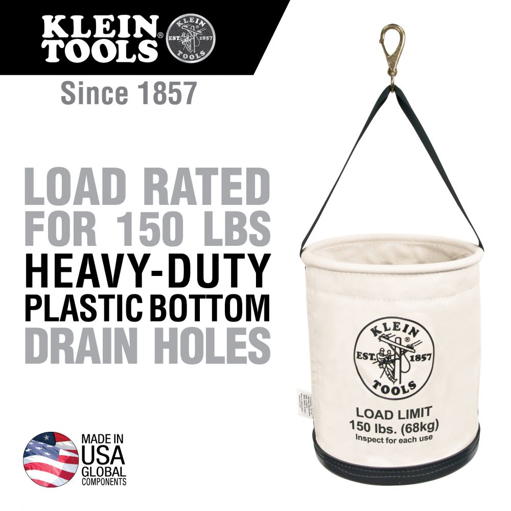 Klein Tools 12 Inch 5109SLR 150 lb All-Purpose Canvas Work Bucket from Columbia Safety
