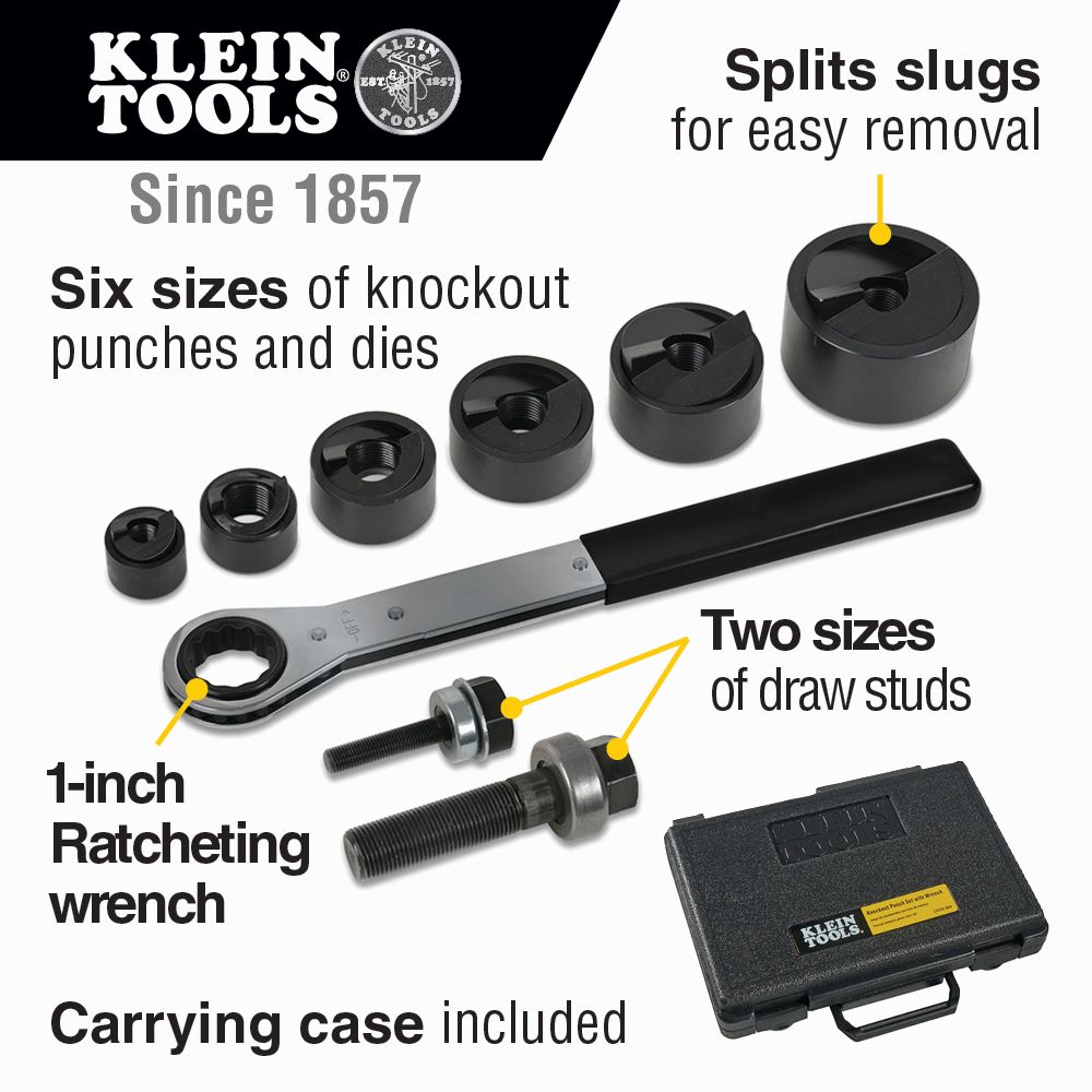 Klein Tools 53732SEN Knockout Punch Set with Wrench from Columbia Safety